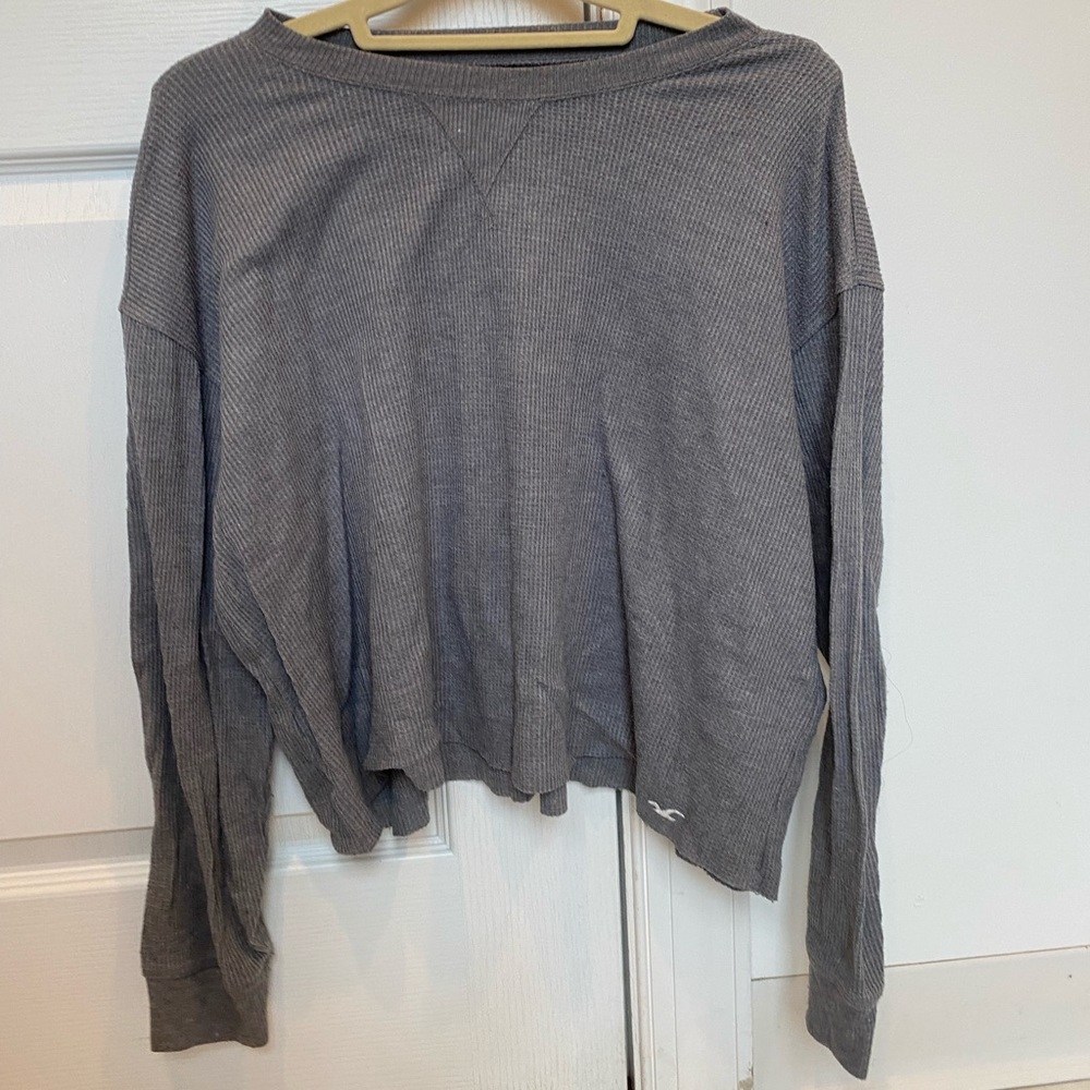 Hollister waffle long sleeve gray tee with
